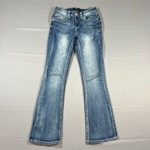Fire & Rain Bootcut Jeans Womens 3 Blue Denim Cotton Stretch Embellished Western